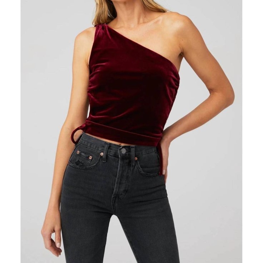 Amanda Uprichard Ania Velvet One Shoulder Top